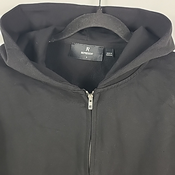 NWT Represent Initial Boxy Zip Through Hoodie Black Heavyweight Sz S MSRP $165 - Picture 2 of 5